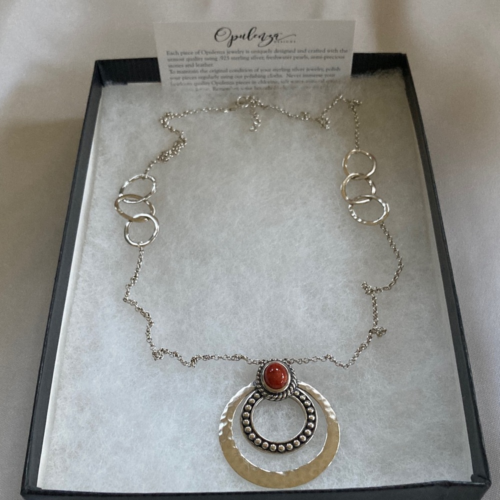 Opulenza Designs Coral & Sterling Silver Long Necklace
